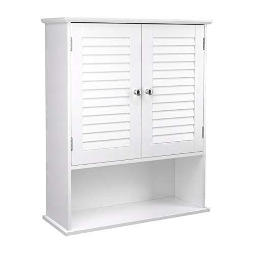 Vægmonteret badeværelsesskab – Justerbar hvid hylde