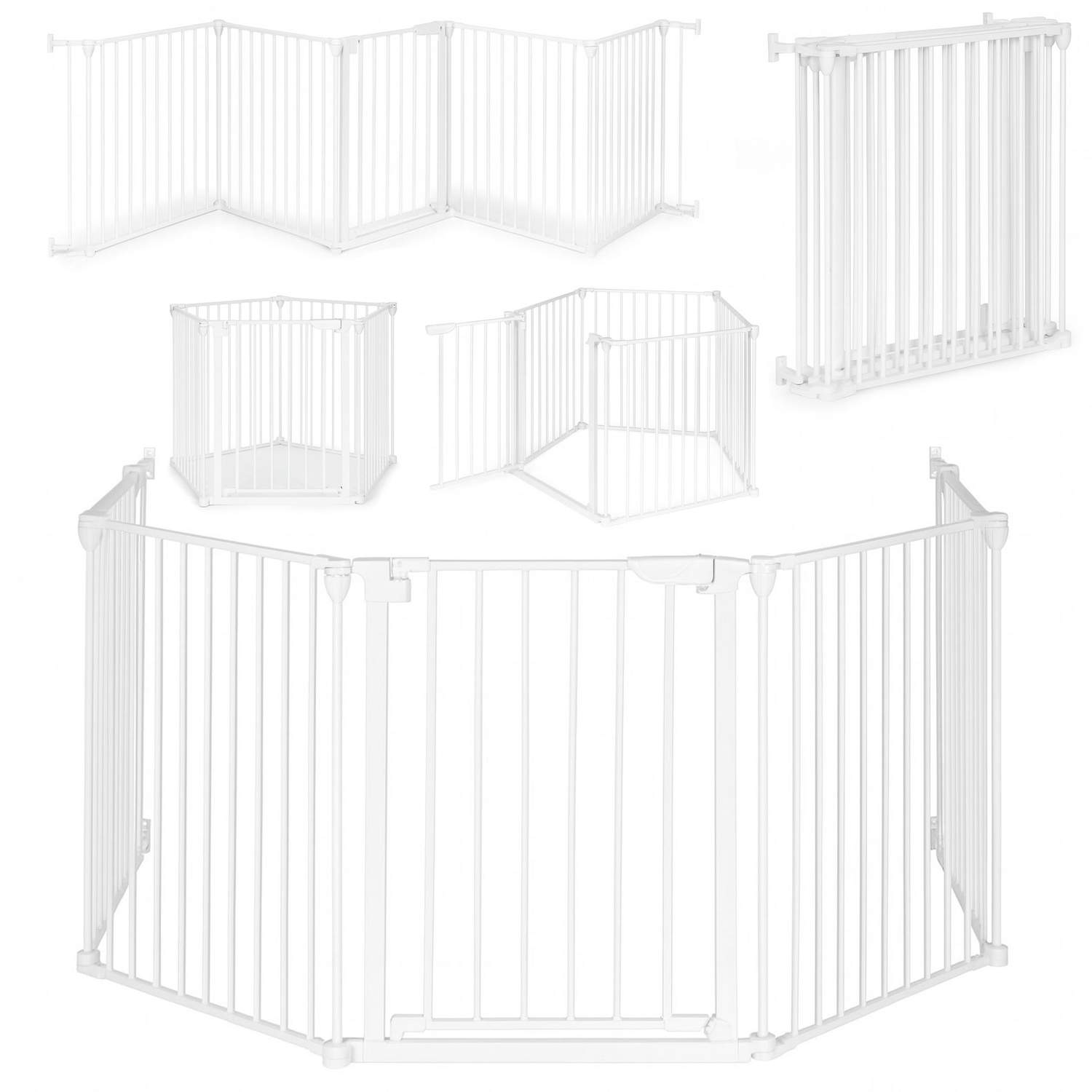 Safety Gate kravlegård – 5 paneler, 60 cm metal, hvid