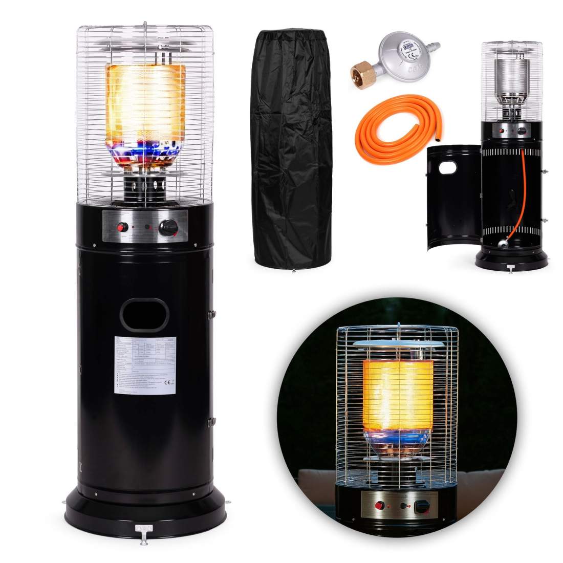 Gas altanvärmare 11 kW med glasrör & lock | Hem & Hobby | Pryloteket