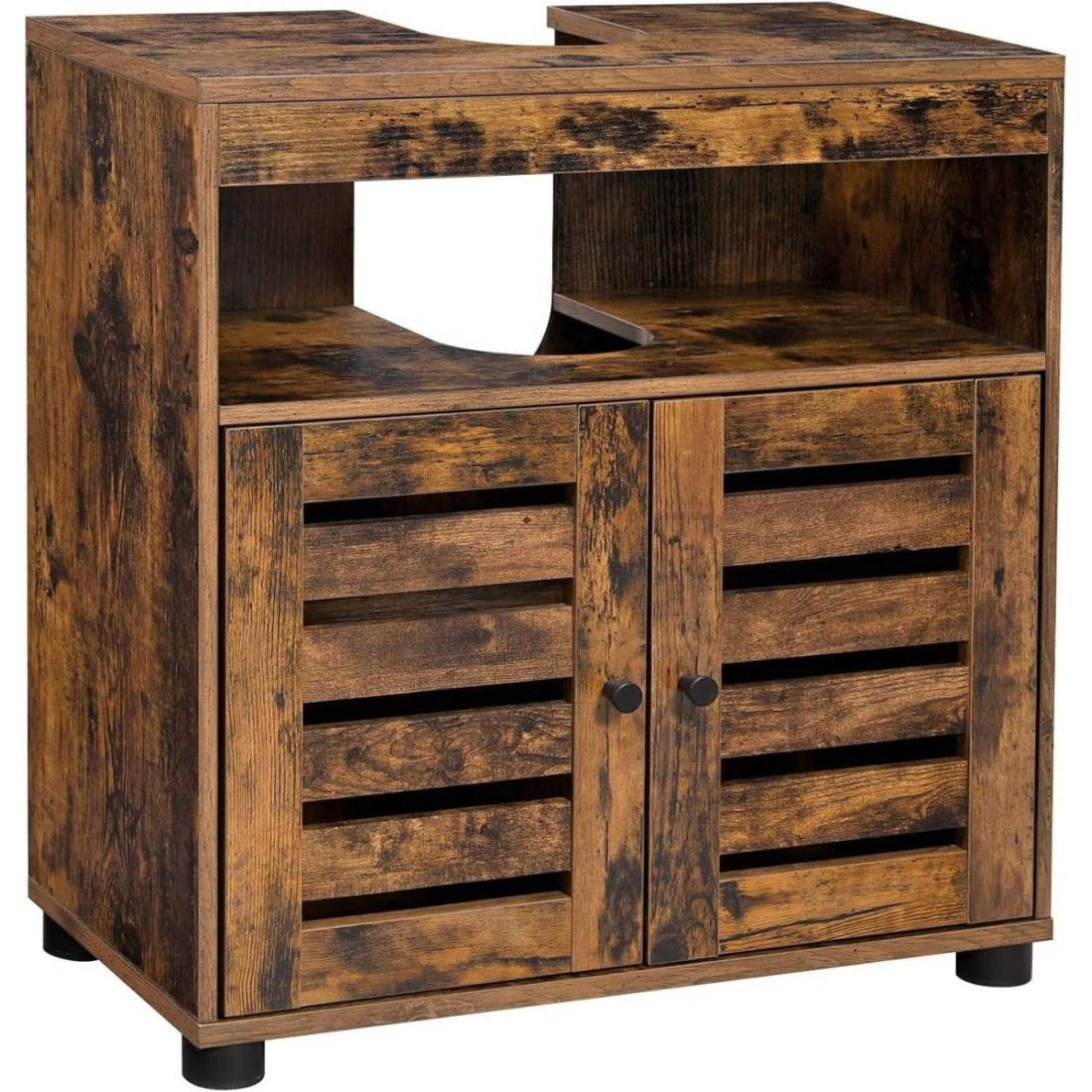 Badrumsskåp under handfat – Justerbar rustik brun hylla | Hem & Hobby | Pryloteket