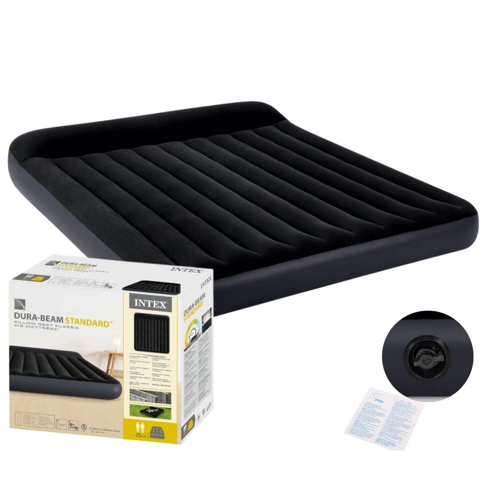 Dobbelt luftmadras med sengegavl – 203x183x25 cm