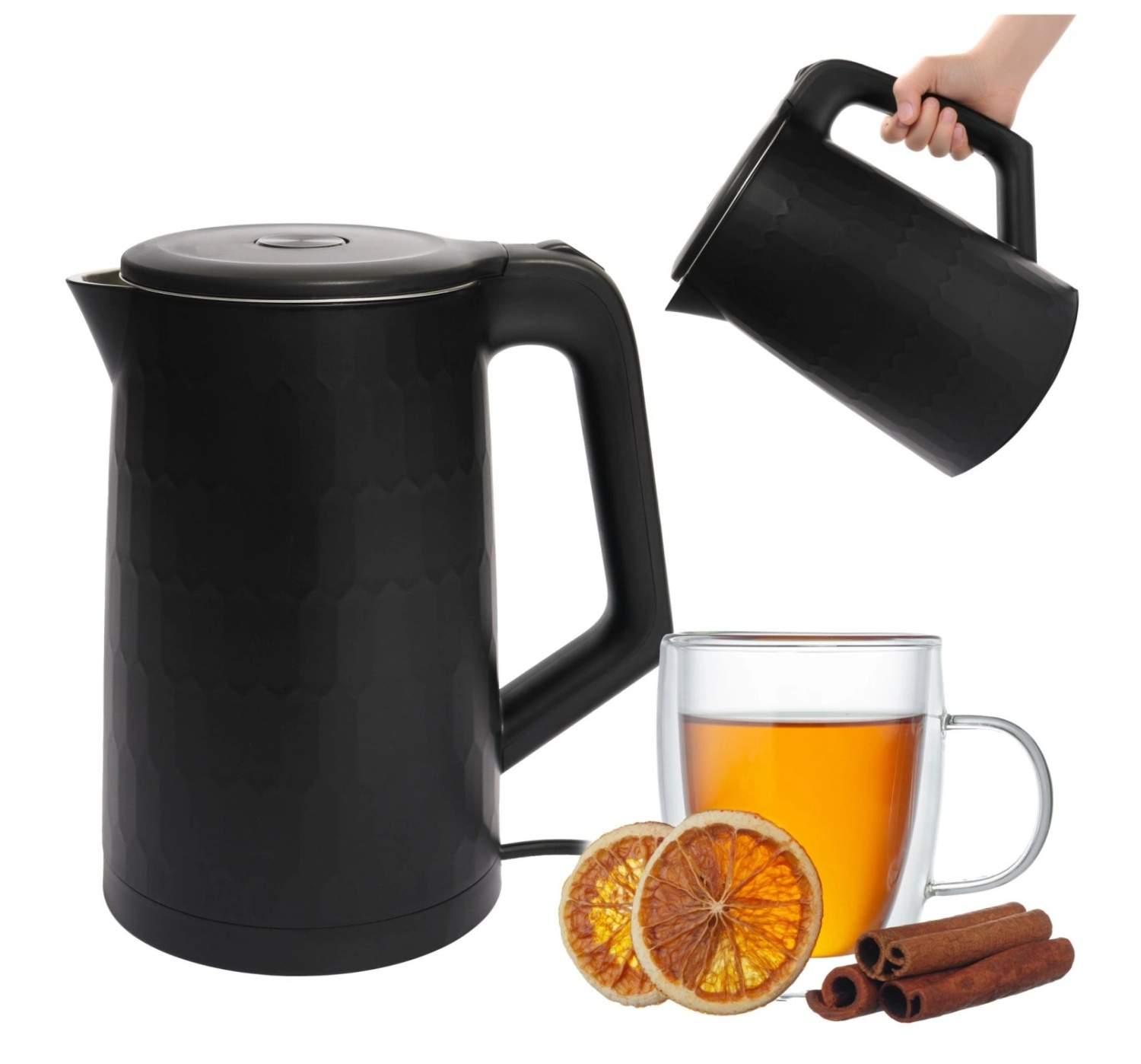 Trådløs rejsekedel, 1500W 1,8L – Sort