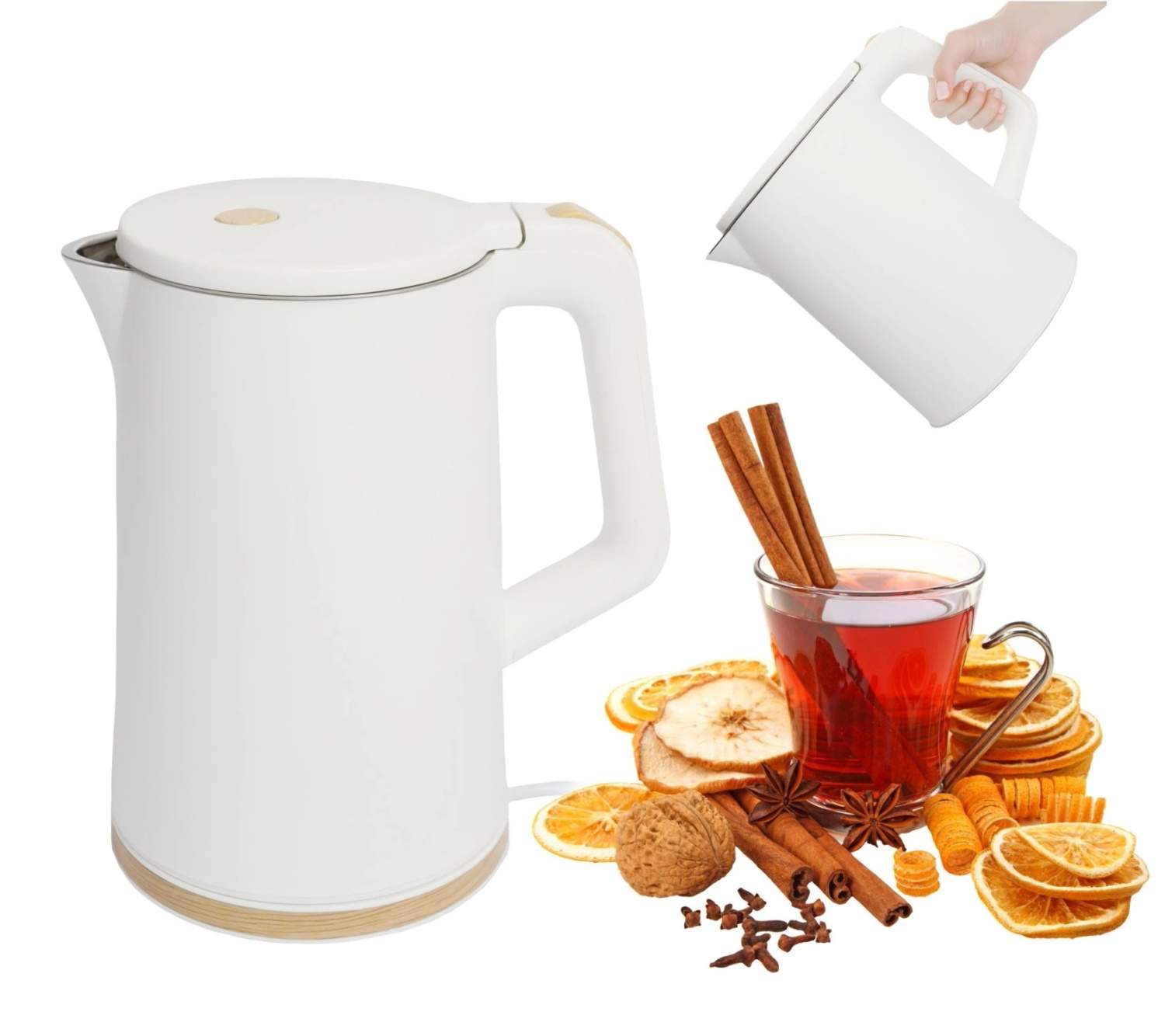 Trådløs rejsekedel, 1,7L 1500W – Roterende base