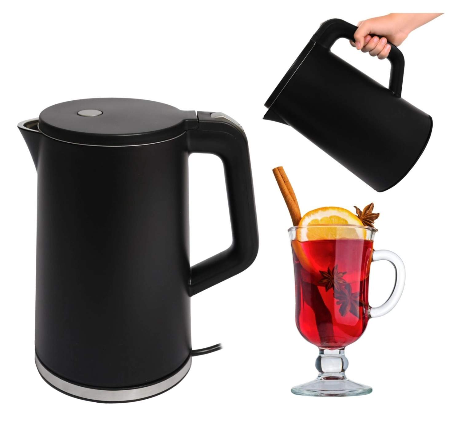 Trådløs rejsekedel 1,7L – 1500W, roterende base