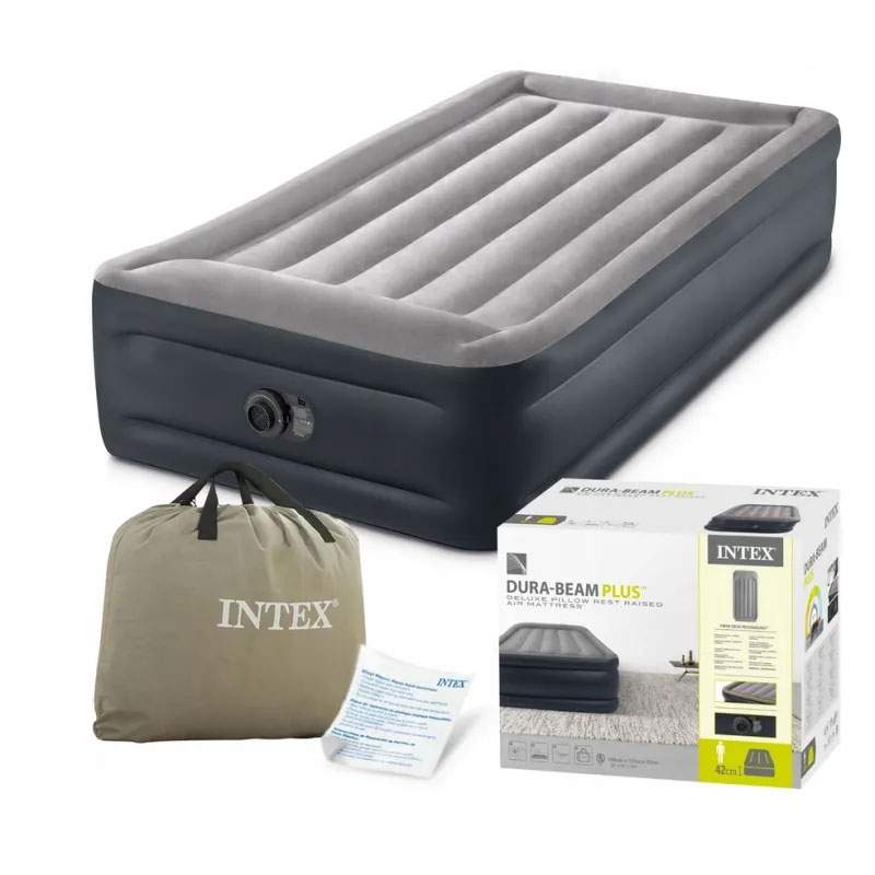 Enkelt luftmadras med indbygget pumpe, 191x99x42 cm