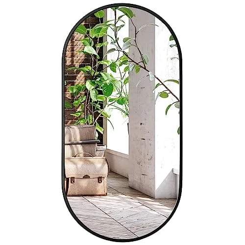 Ovalt spejl – 100x50 cm, sort stel
