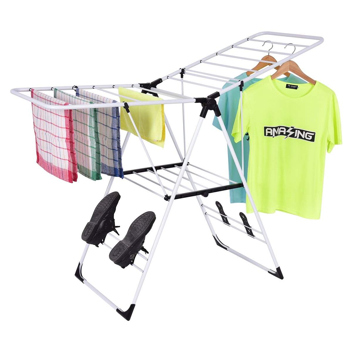 Justerbar tørrestativ i metal – Sammenfoldelig, 2-lags design