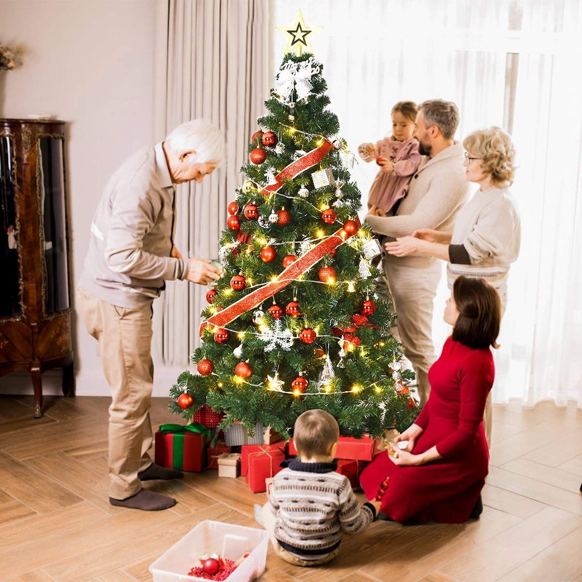 Kunstigt juletræ med metalfod, 180 cm, PVC