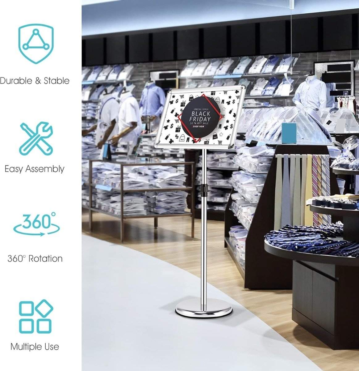 Justerbar A3 Info Stand – Roterande, väderbeständig display | Hem & Hobby | Pryloteket