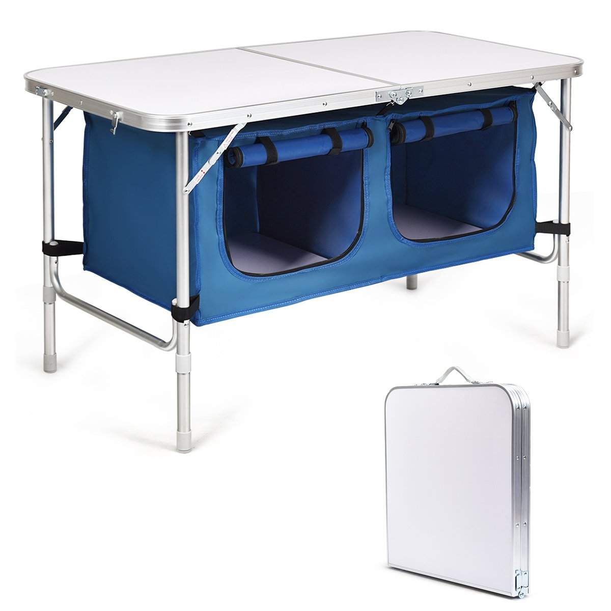 Campingbord med stort förvaringsutrymme – Bärbar aluminiumdesign | Hem & Hobby | Pryloteket