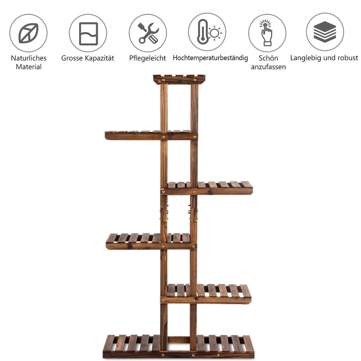 Växtställ i trä – 6-våningar, 11 krukor, inomhus/utomhus | Hem & Hobby | Pryloteket
