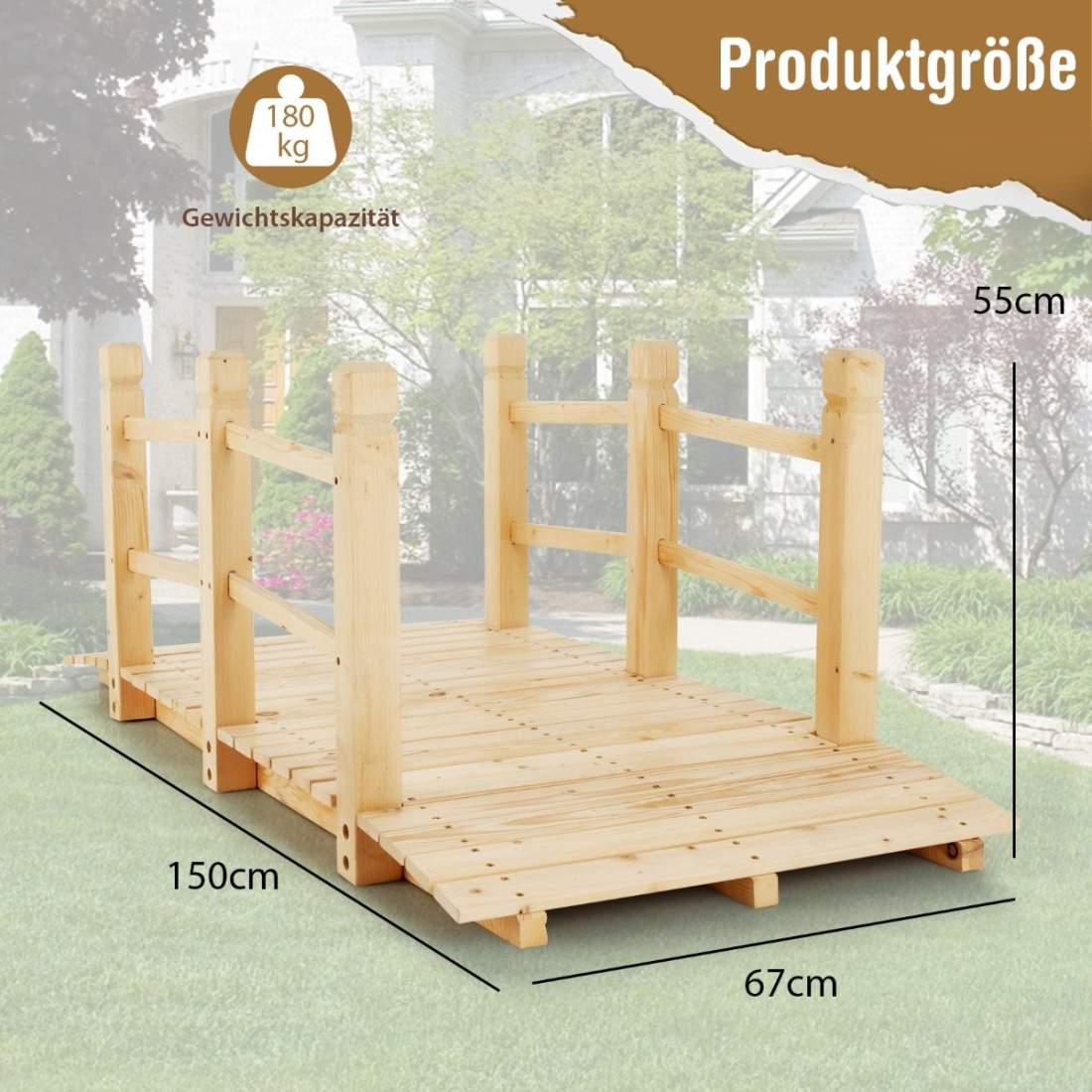 Trädgårdsbro med räcken – Rymmer upp till 120 kg | Hem & Hobby | Pryloteket