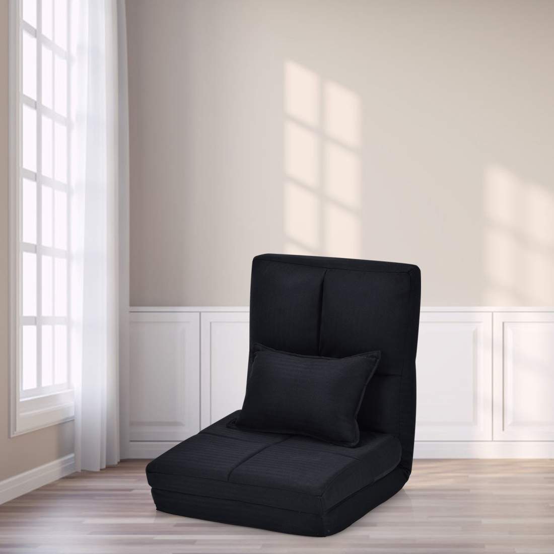 Justerbar golvstol – hopfällbar, mjuk kudde, svart | Hem & Hobby | Pryloteket