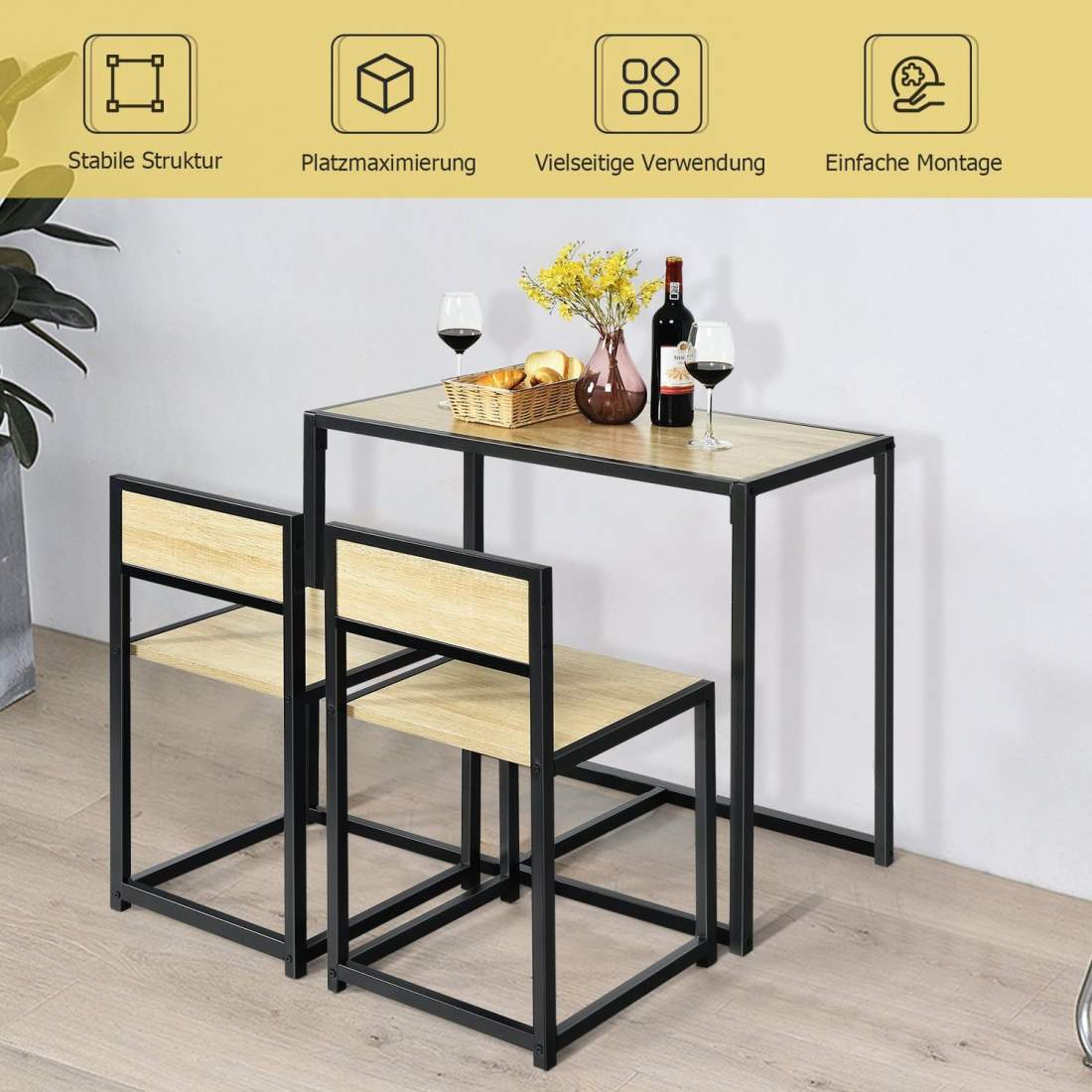 Platssparande 3-delad matsalsset – bord och 2 stolar | Hem & Hobby | Pryloteket