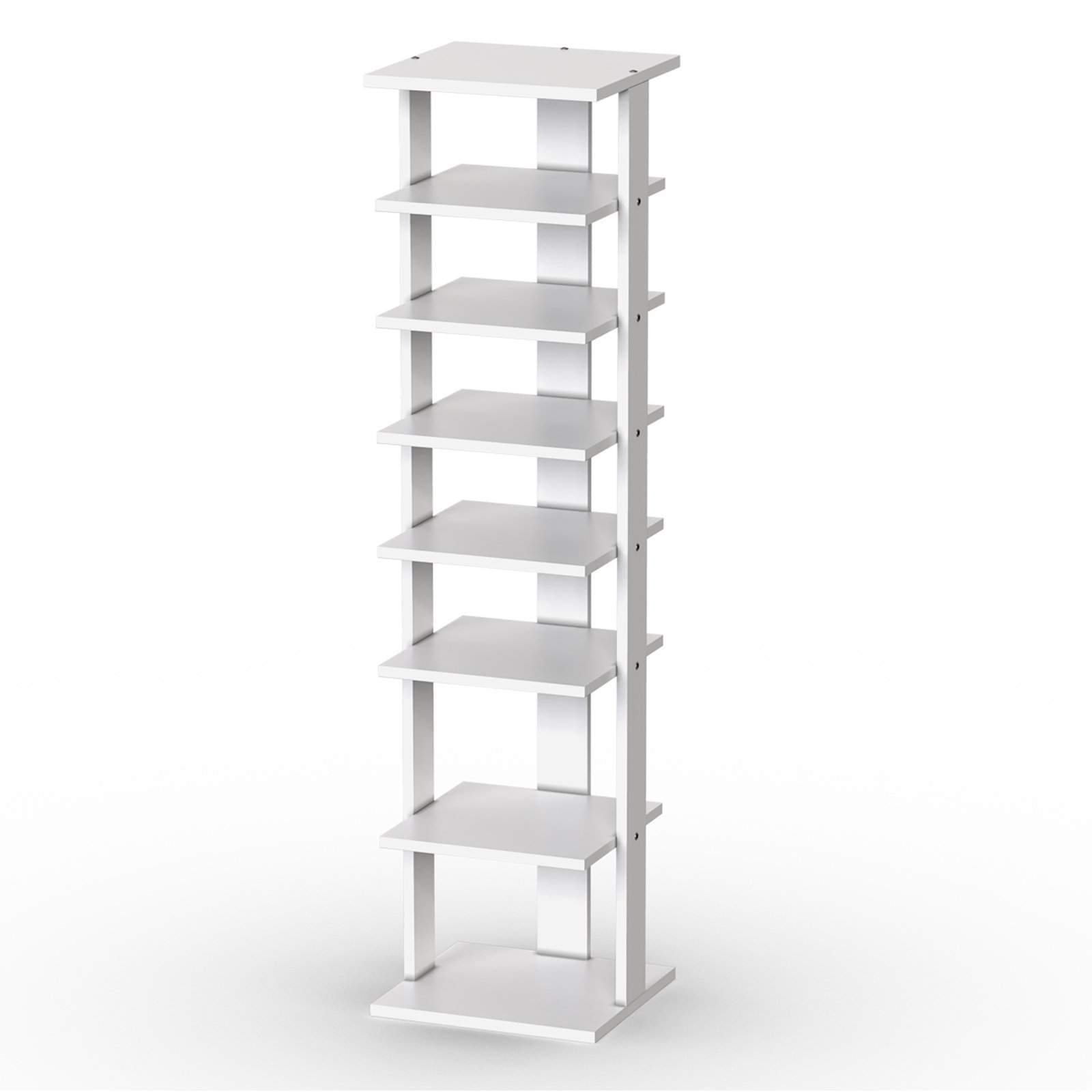 Træskostativ – 8-lags lodret organisering, hvid