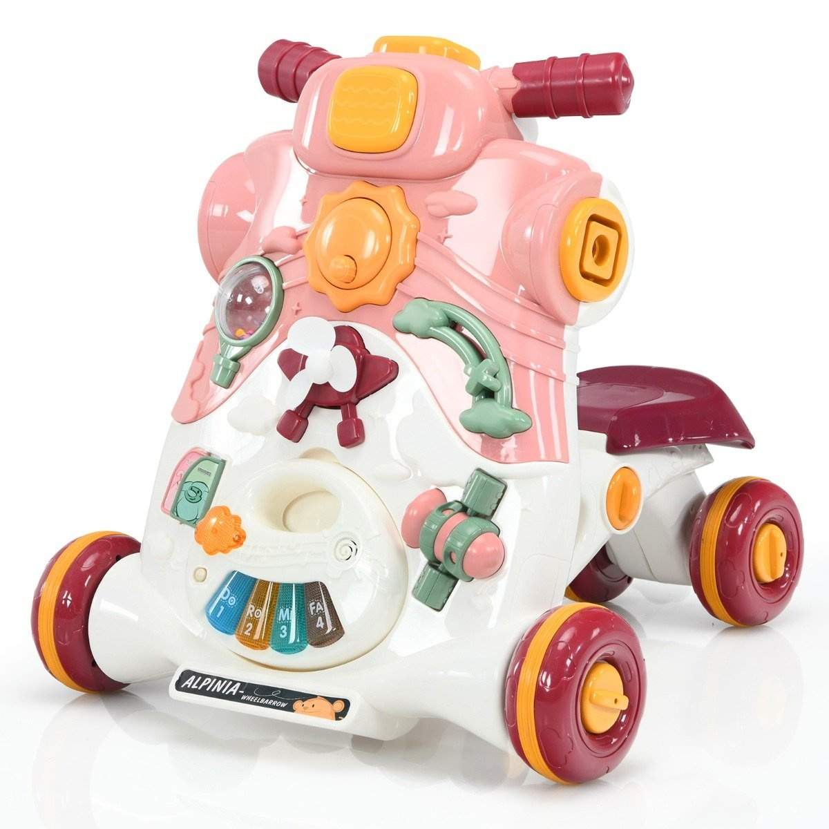 3-i-1 Baby Walker med musik og lys – Pink, 46 cm