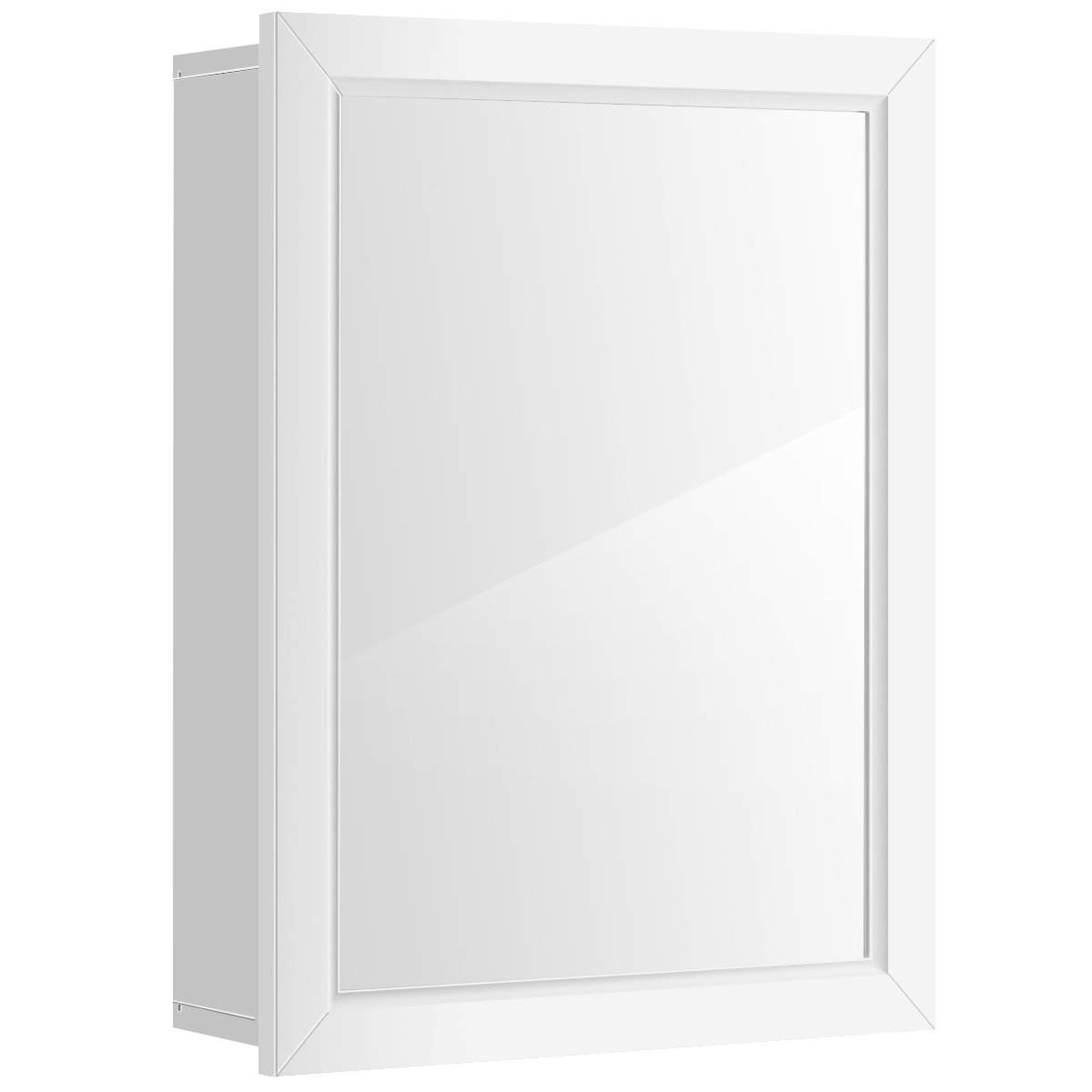 Væghængt badeværelsesskab med spejl – Hvid, 50x16x66 cm