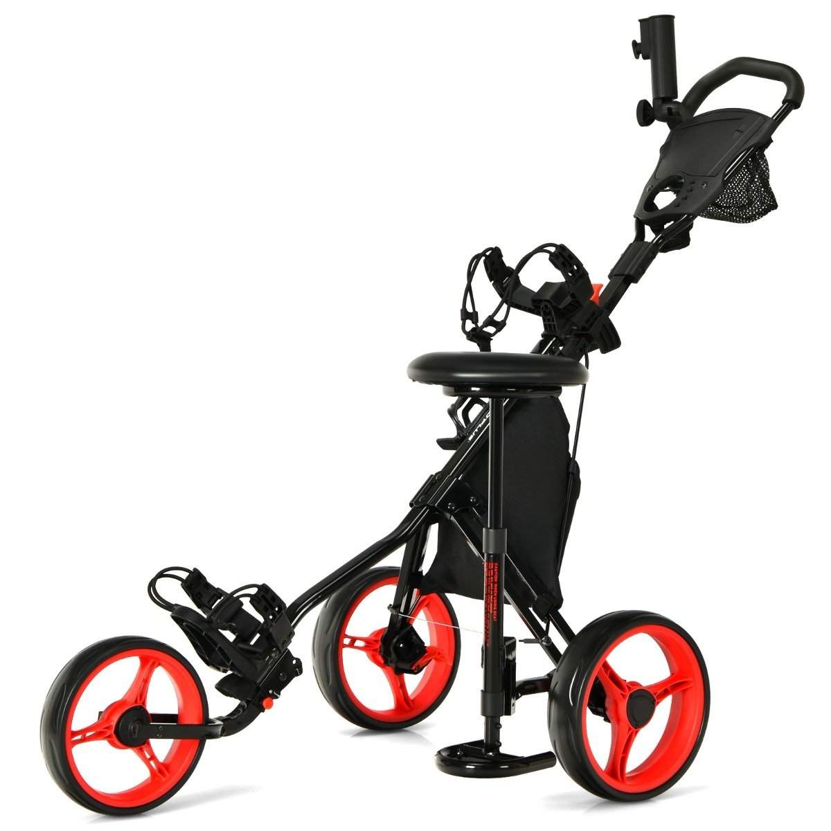 3-hjuls justerbar lätt golfvagn med säte och förvaring | Hem & Hobby | Pryloteket