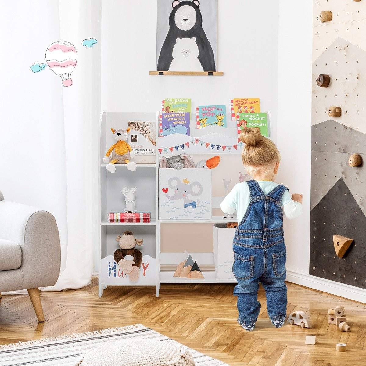 Barnförvaringsskåp med 5 hyllor och 2 tyglådor | Hem & Hobby | Pryloteket