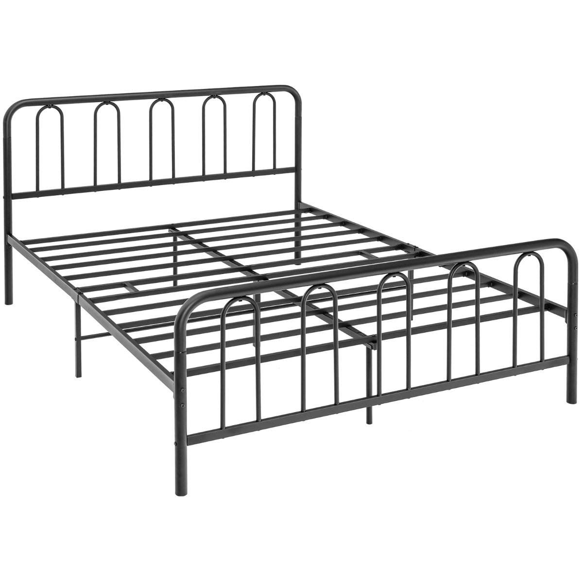 Platform sengestel i metal med opbevaring – Sort, 208x164 cm