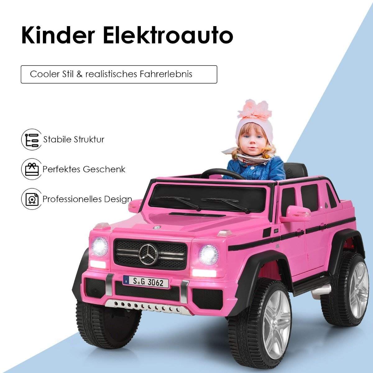 12V Kids Ride-On Jeep – Pink, fjernbetjening, sikker og sjov