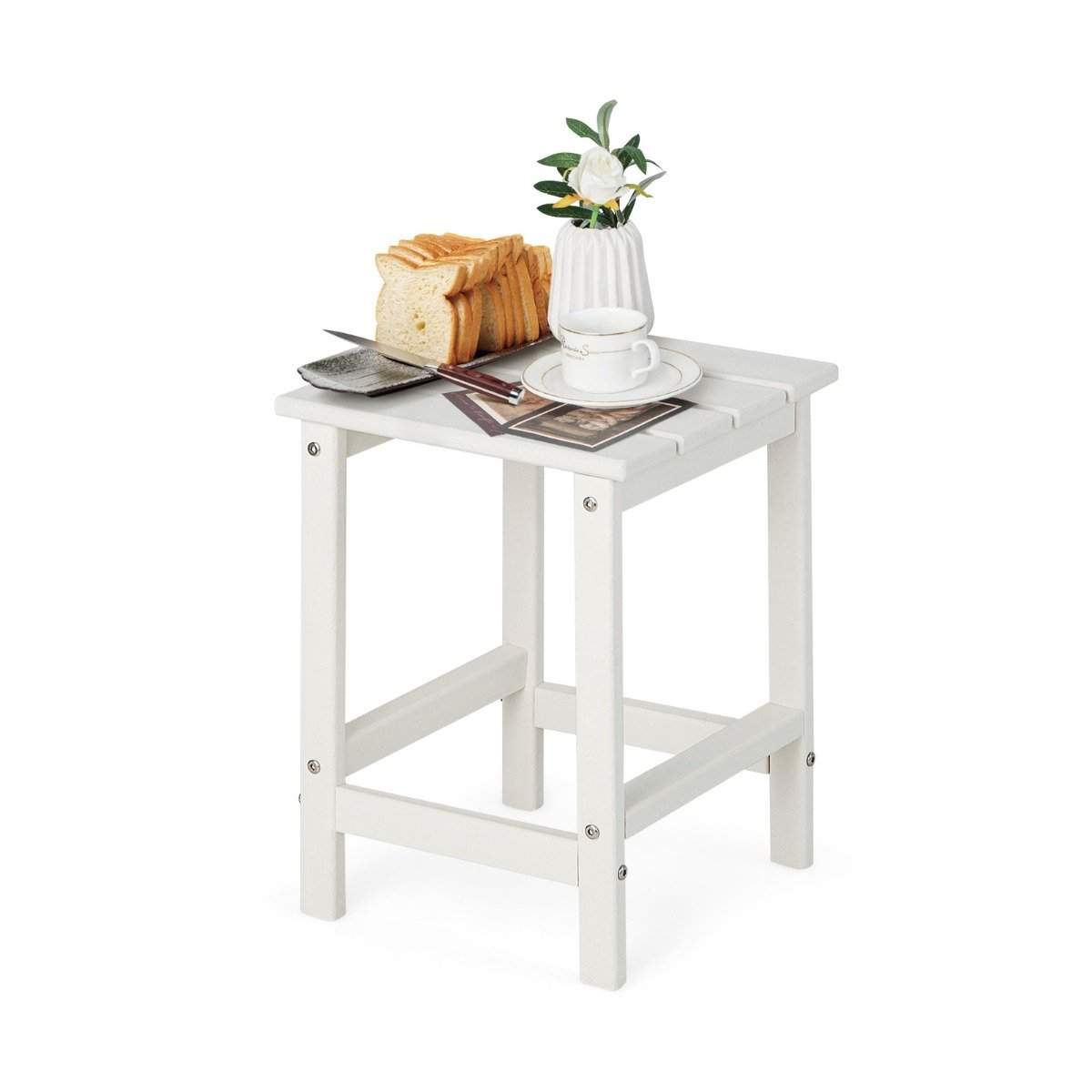 Vejrbestandig HDPE Adirondack Sidebord – 36x36x47 cm, Hvid