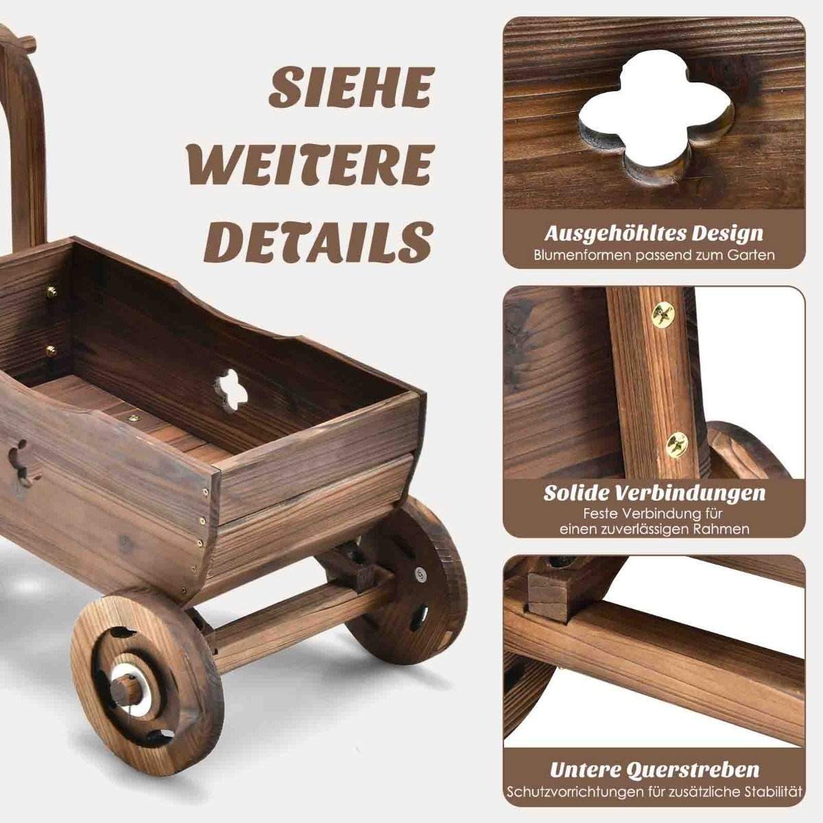 Plantevogn i træ med hjul – 68 x 38,5 x 53,5 cm