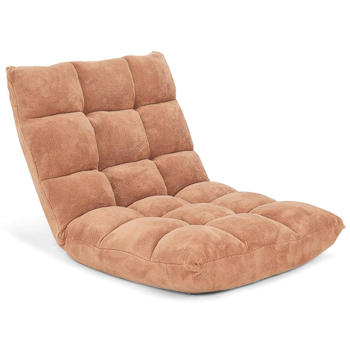 Justerbar gulvstol – Coral Velvet, 14 positioner, beige