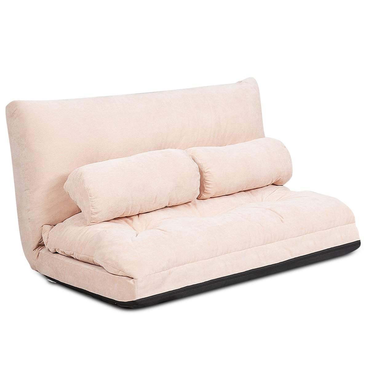 Justerbar gulvsofa med hynder – Beige, 6 positioner