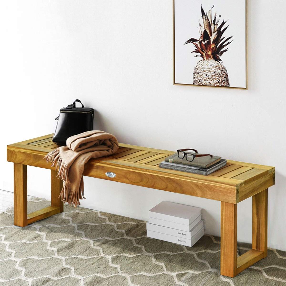 Trädgårdsbänk i teak – massivt trä, väderbeständig, kapacitet 320 kg | Hem & Hobby | Pryloteket