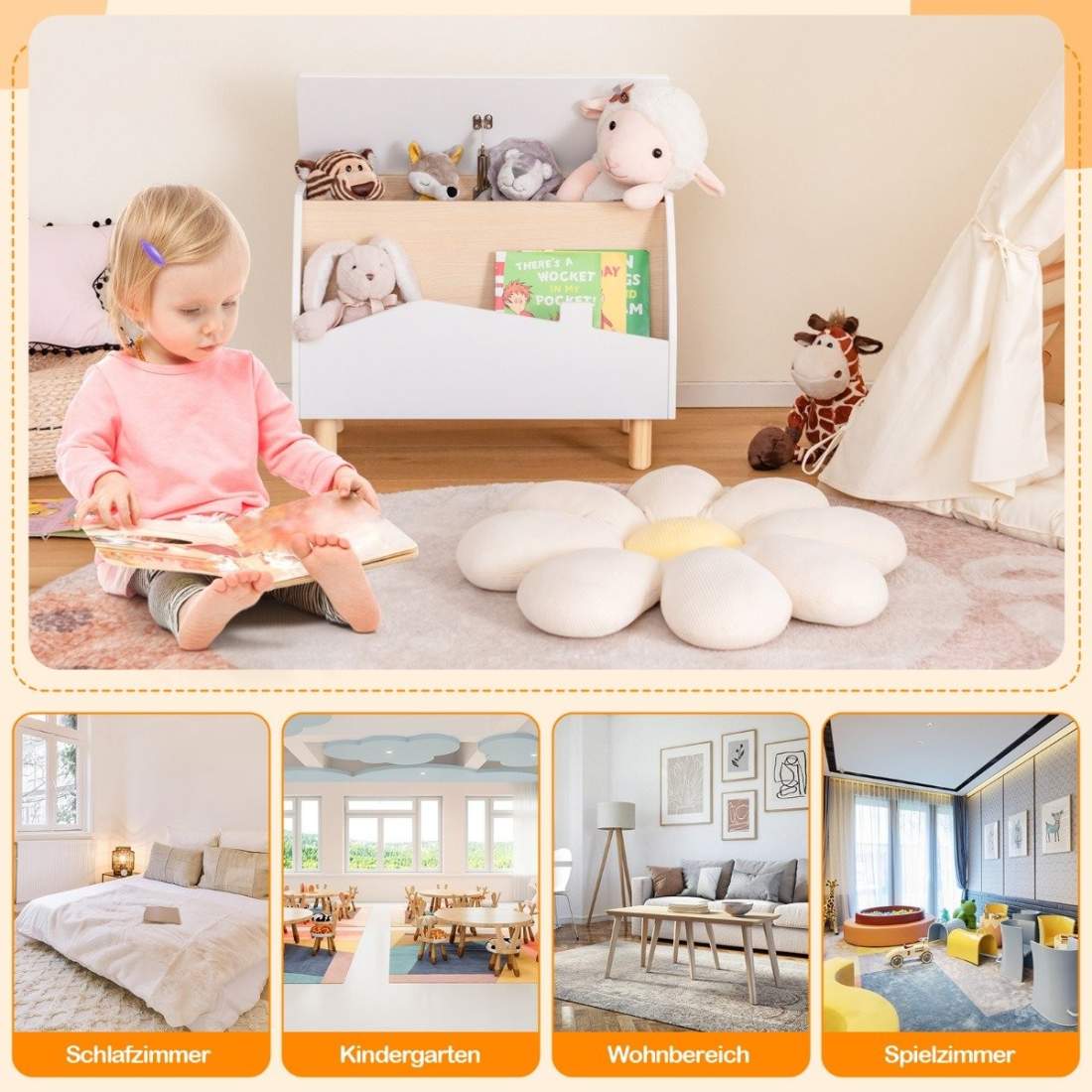 Leksakslåda i trä med hylla – 60x30x44 cm, Vit | Hem & Hobby | Pryloteket