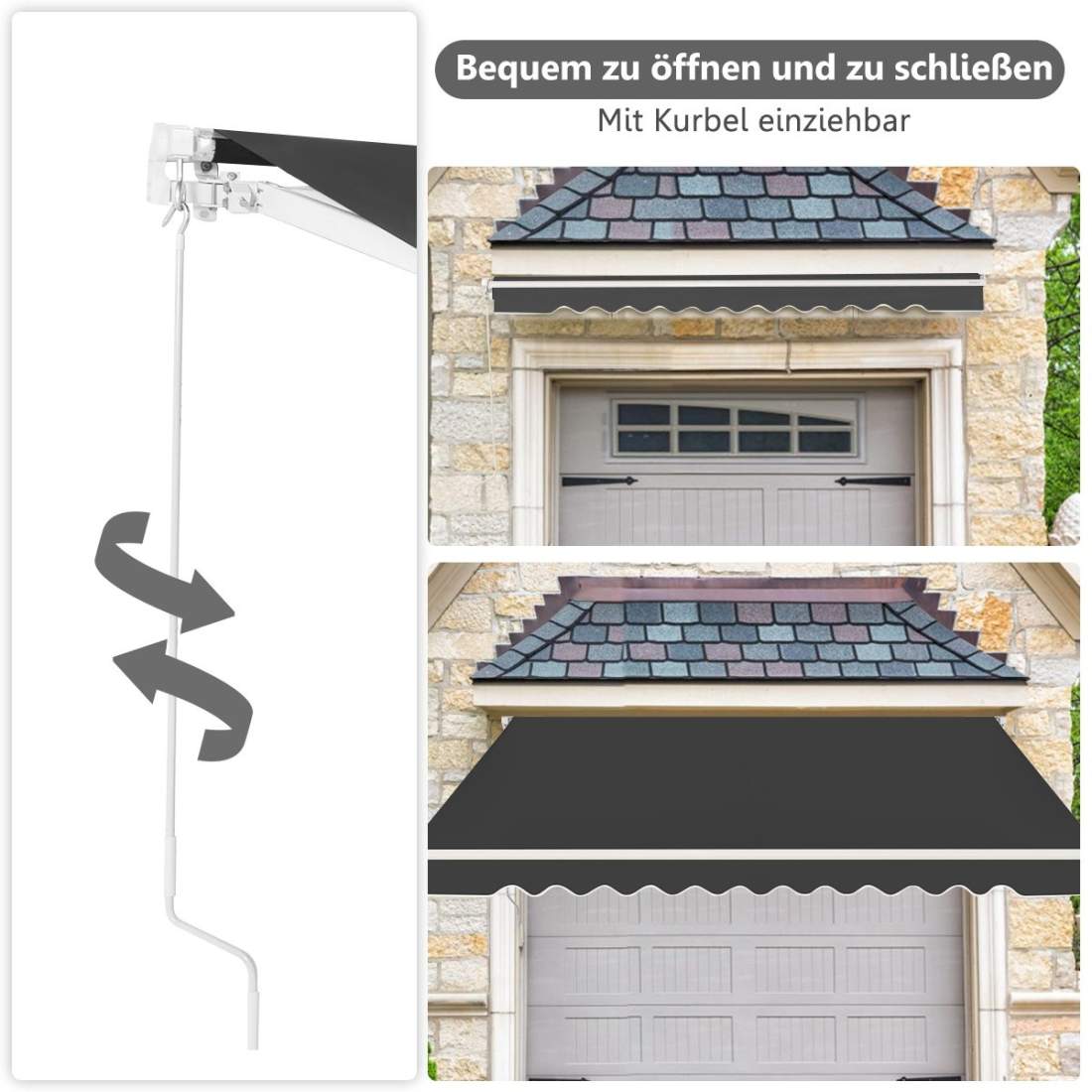 Infällbar uteplatsmarkis, aluminiumram, 3,6 m x 3 m, grå | Hem & Hobby | Pryloteket