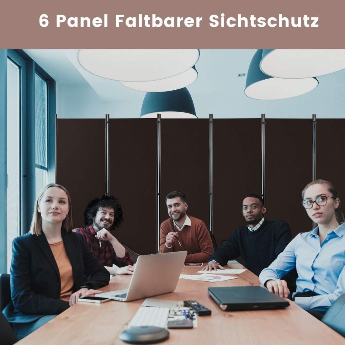 6-panels vikbar sekretessskärm med låsbara hjul, 172 cm | Hem & Hobby | Pryloteket