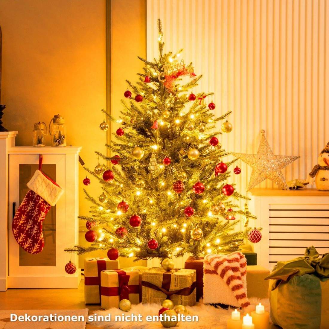 136 cm konstgjord julgran med 180 LED-ljus | Hem & Hobby | Pryloteket