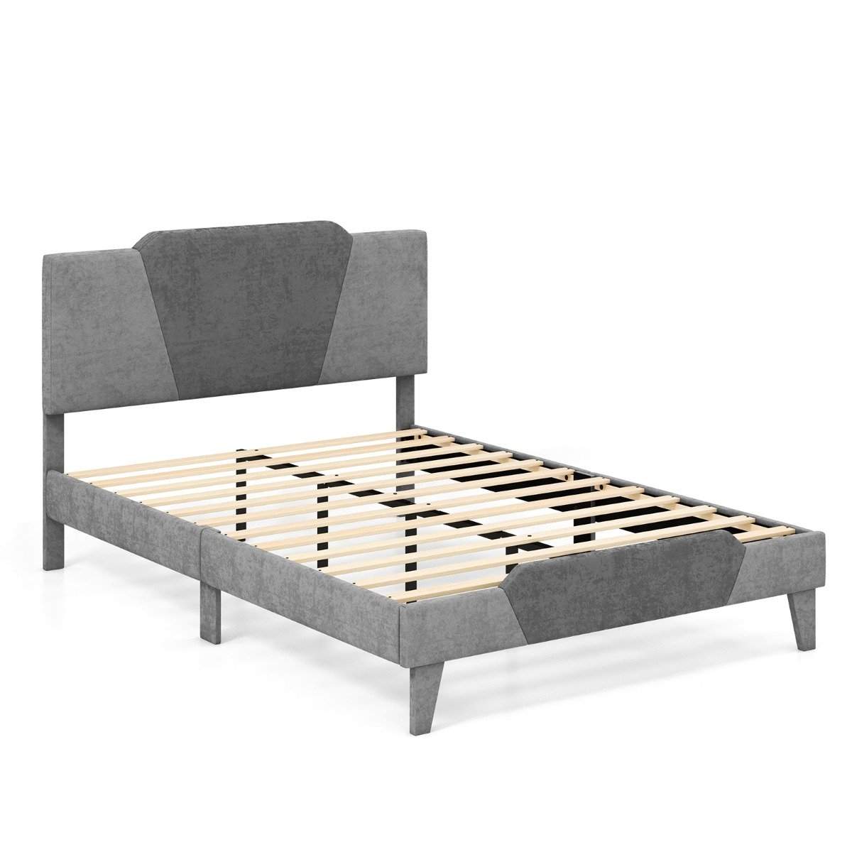 Queen Size Velvet Platform sängram med vadderad sänggavel | Hem & Hobby | Pryloteket