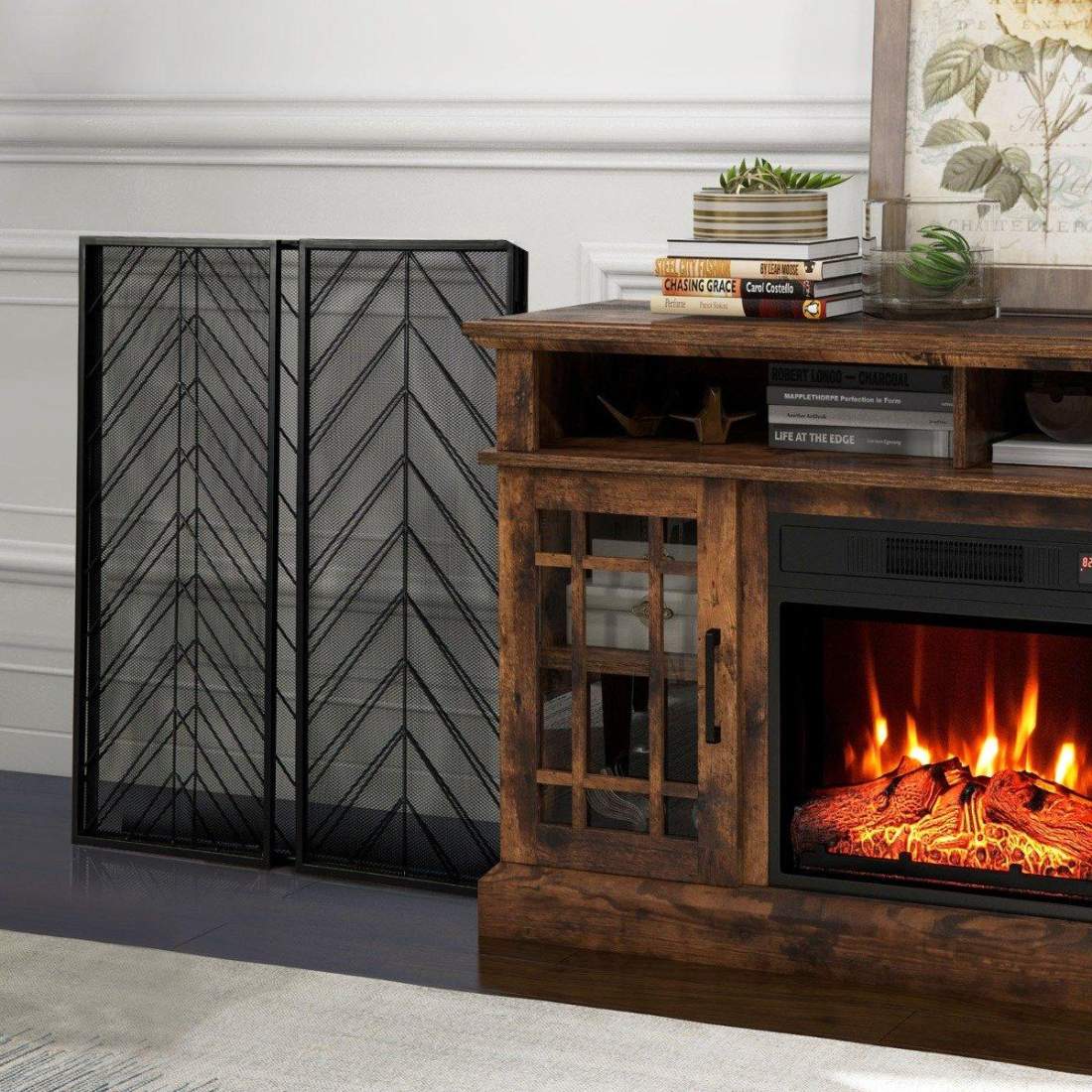 Öppen spisskärm – 3-panels fällbart metallskydd, 133 x 78 cm | Hem & Hobby | Pryloteket