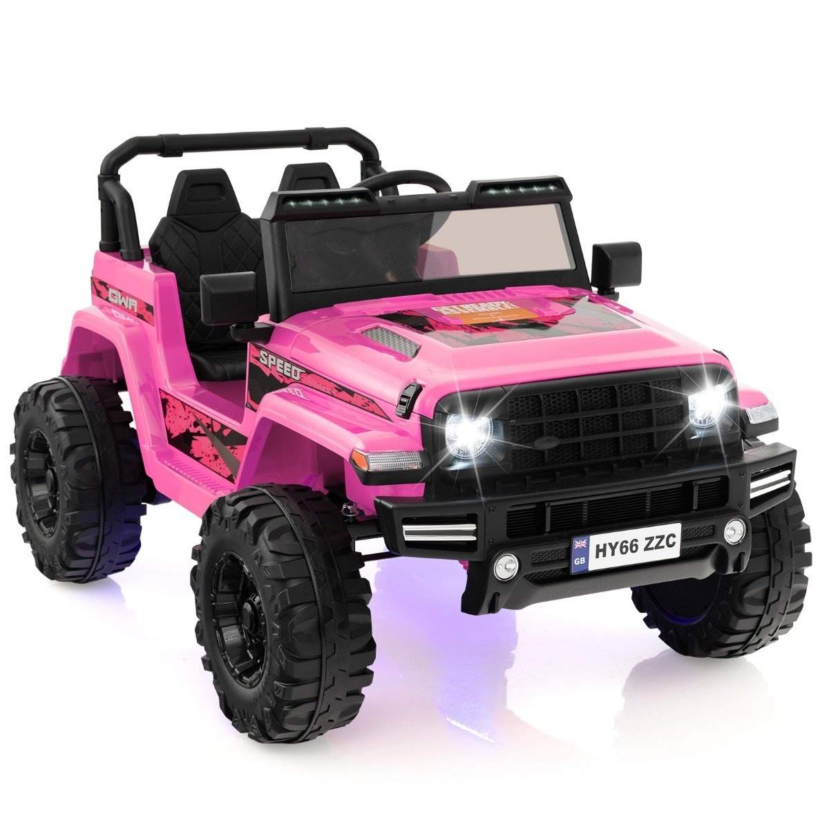 24V børne elektrisk køre-på-bil – 2-sæder, pink, musik og USB