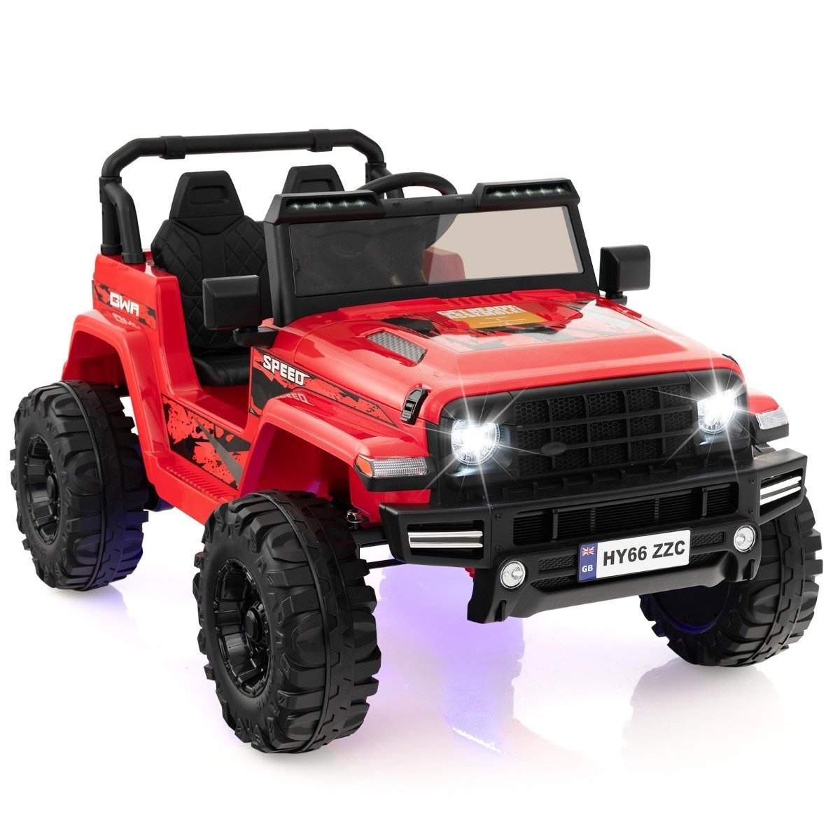 24V Kids Electric Ride-On Car – 2-personers, rød, USB og musik