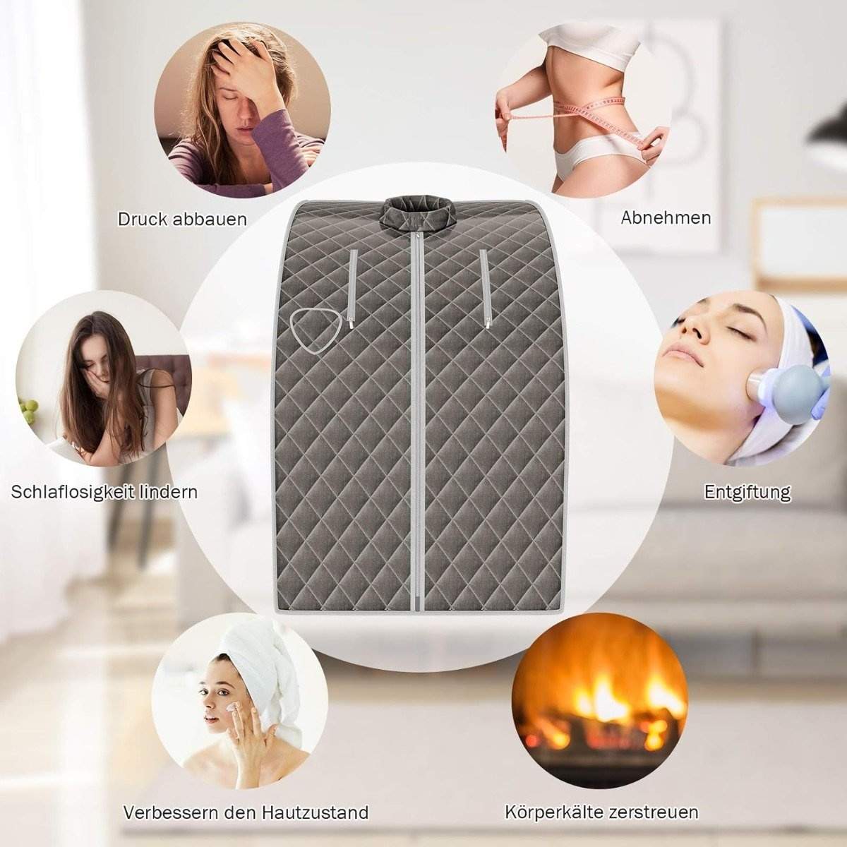 Bærbar dampsauna – 3L, 1000W, justerbare temperaturer, grå