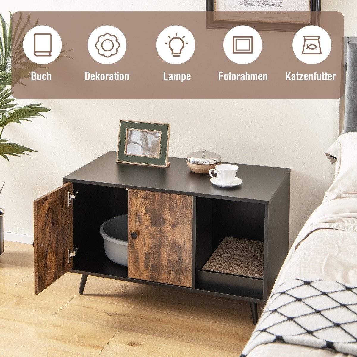 Kattebakkeskab – dobbeltdøre, ridsepude, ventilation