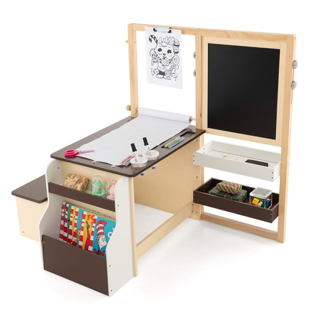 Kids Art Easel Set – Svarta tavla, whiteboard och förvaring | Hem & Hobby | Pryloteket