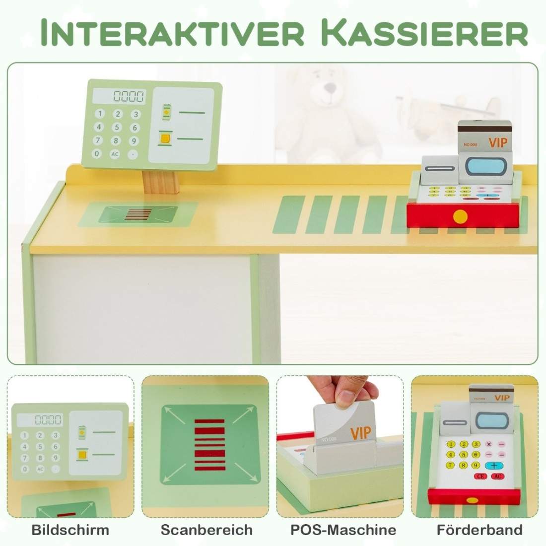 Barnbutik i trä med disk – Grön, 89x57x80 cm | Hem & Hobby | Pryloteket
