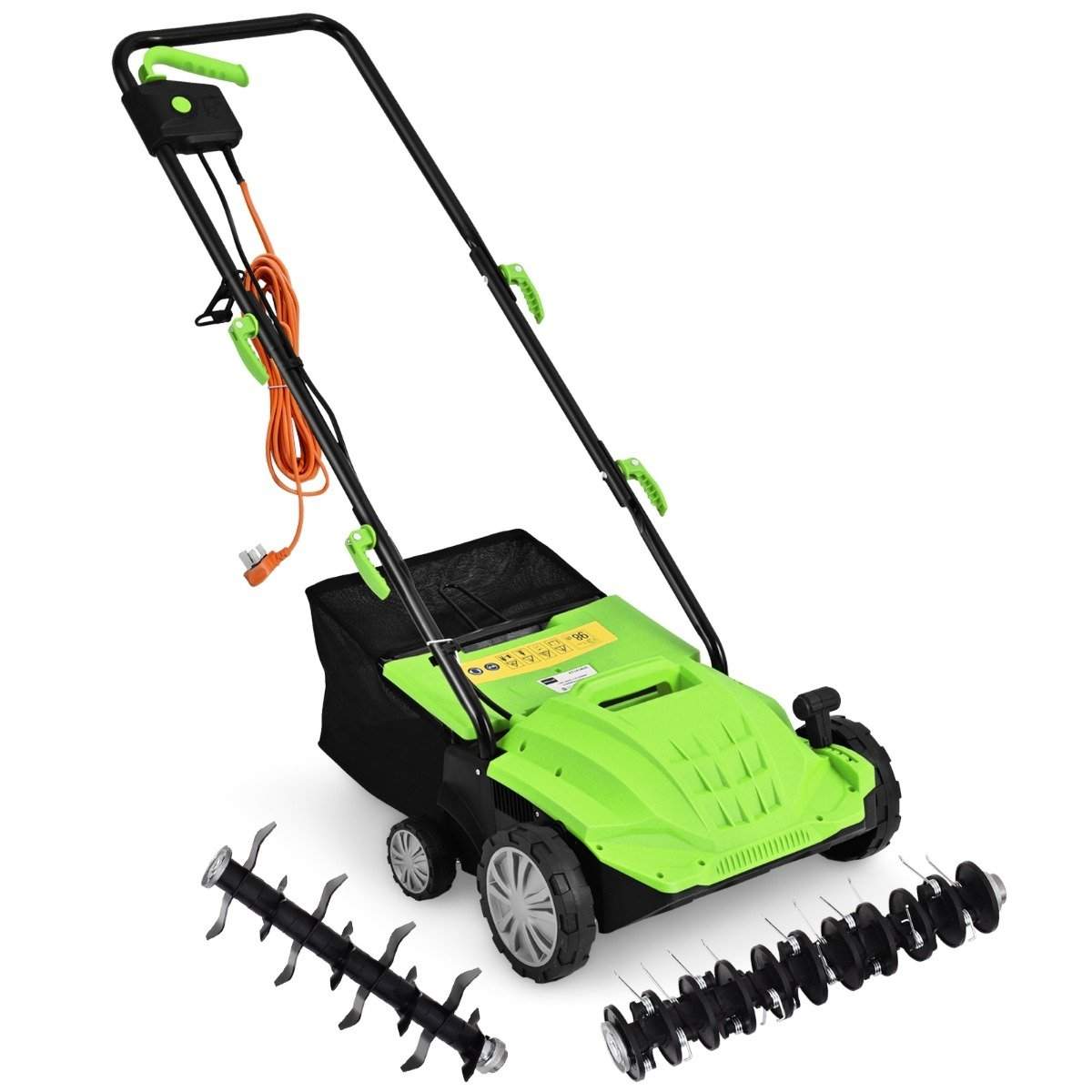 Elektrisk plæneophugger og belufter – 1500W, 30L pose, 3 dybder