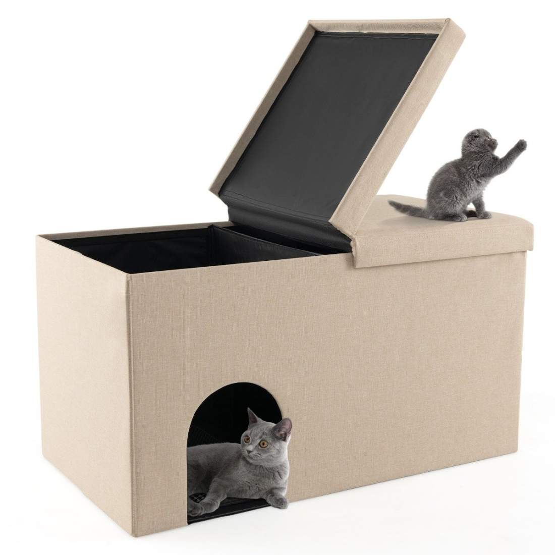 Hopfällbar Cat House & Kattlåda Bänk – 90x50x50 cm Beige | Hem & Hobby | Pryloteket