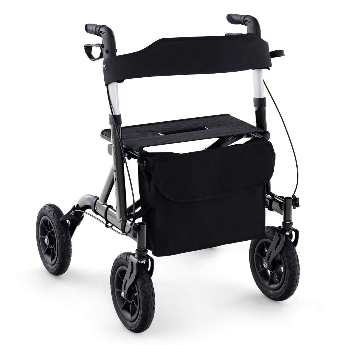 Letvægts foldbar rollator med sæde – terrænhjul