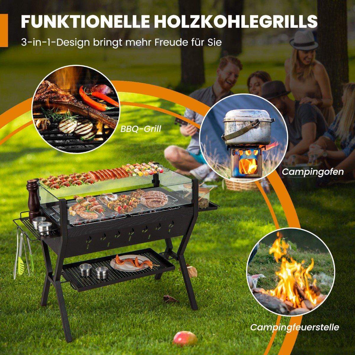 Kolgrill med vindruta och kryddställ – rostfritt stål | Hem & Hobby | Pryloteket