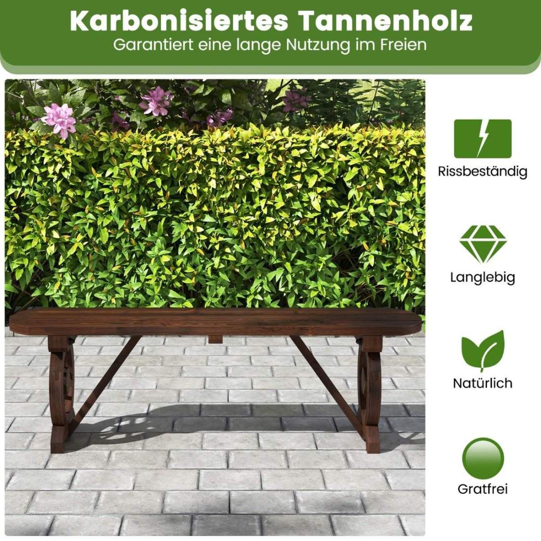 Utomhusträbänk – karboniserad gran, 2-personers, rustik charm | Hem & Hobby | Pryloteket