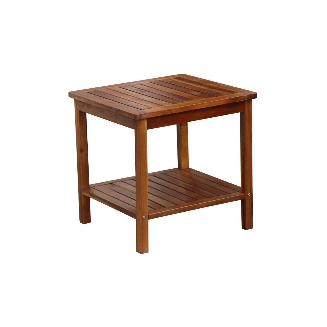 Bärbart sidobord i akaciaträ – 2-vånings förvaring, 45x45x45 cm | Hem & Hobby | Pryloteket