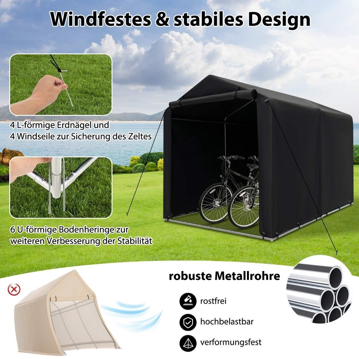 Utomhusförvaring – vattentät metallram, 160 x 218 x 164 cm | Hem & Hobby | Pryloteket