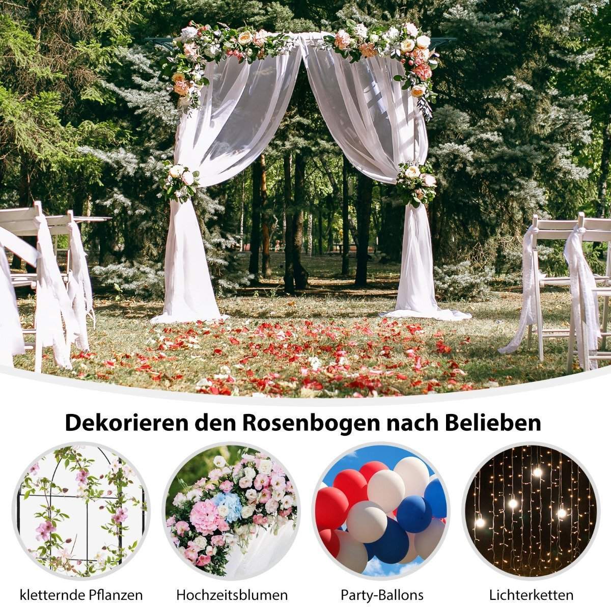 Metalhavebue til klatreplanter – 205 x 52 x 205 cm